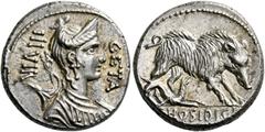 The Roman Republic C. Hosidius C.f. Geta. Denarius 68, AR 4.10 g. III·VIR – GETA Diademed and draped bust of Diana r., with bow and quiver over shoulder. Rev. Boar r. attacked by hound; in exergue, C·