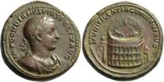 The Roman Empire Gordian III augustus, 238 – 244. Medallion 244, Æ 47.82 g. IMP GORDIANVS PIVS FELIX AVG Laureate, draped, and cuirassed bust r. Rev. MVNIFICENTIA GORDIANI AVG Colosseum: within, bull 