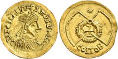 The Peter Bartlett Collection of Coins of the Germanic Migration with a main focus on the Visigoths Anonymous Copper issues in Iberia. The Suevi, temp. Rechiar, 448 – 455. Tremissis in the name of Val