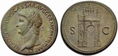 Auction 51 Part I The Roman Empire Nero augustus, 54 – 68 Sestertius circa 64, Æ 27.56 g. NERO CLAVDIVS CAESAR AVG GERM P M TR P IMP P P Laureate head l. Rev. S – C Triumphal arch, hung with wreath ac