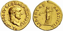 Auction 51 Part I The Roman Empire Vitellius, 2nd January – 20th December 69 (recognized Emperor in Rome on 19th April) Aureus April-December 69, AV 7.33 g. A VITELLIVS GERMAN IMP TR P Laureate head r