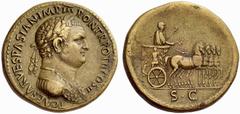 Auction 51 Part I The Roman Empire Titus caesar, 69 – 79 Sestertius July-December 72, Æ 25.67 g. T CAESAR VESPASIAN IMP III PONT TR POT II COS II Laureate and cuirassed bust r., with aegis. Rev. Titus