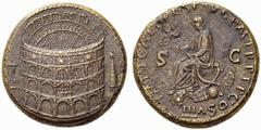 Auction 51 Part I The Roman Empire Titus augustus, 79 – 81 Sestertius 80-81, Æ 25.43 g. Aerial view of the Flavian amphitheatre (the Colosseum); on r., Meta Sudans and, on l., porticoed building. The 