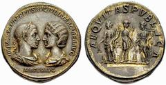 Auction 51 Part I The Roman Empire Severus Alexander, 222 – 235 Medallion of 12 denarii circa 231-235, AR 35.62 g. IMP ALEXANDER PIVS AVG IVLIA MAMAEA AVG Confronted busts of Severus Alexander r., lau