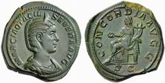 Auction 51 Part I The Roman Empire Otacilia Severa, wife of Philip I Sestertius 244-249, Æ 24.93 g. MARCIA OTACIL – SEVERA AVG Diademed and draped bust r. Rev. CONCORDIA AVGG Concordia seated l., hold