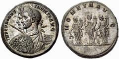 Auction 51 Part I The Roman Empire Probus, 276 – 282 Medallion 276-282, debased silver 35.08 g. IMP C PROBVS – INVIC P F AVG Jugate busts l., of Probus, laureate, draped and cuirassed, holding transve
