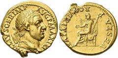 Roman Gold Coins Vitellius, 69 Aureus, Lugdunum 2 January-18 April 69, AV 7.31 g. A VITELLIVS GER IMP – AVG P MAX TR P Laureate head r. Rev. VESTA P – R QVIRITIVM Vesta seated l., holding patera in r.