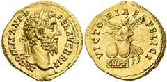 Roman Gold Coins Commodus augustus, 177 – 192 Aureus 186-189, AV 7.21 g. M COMM ANT P – FEL AVG BRIT Laureate head r. Rev. VICTO – RIAE – FELICI Victory, turreted, flying l., holding diadem in both ha