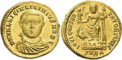 Roman Gold Coins Licinius II Caesar, 317 – 324 Aureus, Nicomedia 320, AV 5.19 g. D N VAL LICIN LICINIVS NOB C Draped and cuirassed bust facing. Rev. IOVI CONSER – VATORI CAES Jupiter seated facing ent