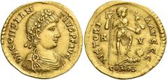 Roman Gold Coins Constantius III, 8th February – 2nd September 421 Solidus, Ravenna 421, AV 4.44 g. D N CONSTAN – TIVS P F AVG Rosette-diademed, draped and cuirassed bust r. Rev. VICTORI – A AVGGG Emp