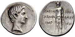 Part I The Roman Empire Octavian as Augustus, 27 BC – 14 AD Denarius, Pergamum circa 19-18 BC, AR 3.76 g. Bare head r. Rev. CAESAR – DIVI F / ARMEN – CAPTA / IMP – VIII Armenian standing facing, holdi