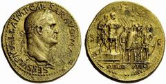 Part I The Roman Empire Galba, 68 – 69 Sestertius circa December 68, Æ 27.51 g. SER SVLPI GALBA IMP CAESAR AVG P M TR P Laureate bust r., with aegis. Rev. Galba, in military dress, standing r. on podi