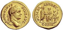 Part I The Roman Empire Caracalla augustus, 198 – 211 Aureus 208, AV 7.36 g. ANTONINVS – PIVS AVG Laureate head r., with aegis. Rev. VOTA SO – LVT DEC Caracalla, veiled, standing r., sacrificing out o