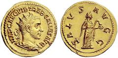 Part I The Roman Empire Trebonianus Gallus, 251 – 253 Binio June-November 251, AV 5.66 g. IMP CAE C VIB TREB GALLVS AVG Radiate, draped and cuirassed bust r. Rev. SALVS AVGG Salus standing r., feeding