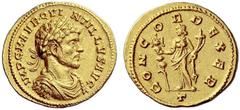 Part I The Roman Empire Quintillus, 270 Aureus, Mediolanum September-November 270, AV 5.40 g. IMP C M AVR QVI – NTILLVS AVG Laureate, draped and cuirassed bust r. Rev. CONC – ORD EXER Concordia standi