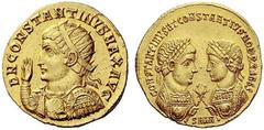 Part I The Roman Empire Constantine I augustus, 307 – 337 Medallion of 1 1/2 solidi, Antioch 326, AV 6.59 g. D N CONSTANTINVS MAX AVG Radiate, draped and cuirassed bust l., raising r. hand and holding
