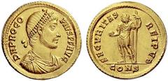 Part I The Roman Empire Procopius, 365 – 366 Solidus, Costantinopolis 365-366, AV 4.42 g. D N PROCO – PIVS Pearl-diademed, draped and cuirassed bust. r. Rev. SECVRITAS – REIPVB Emperor standing l., In