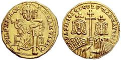 Part I The Byzantine Empire Basil I, 867 – 886 and associate rulers Solidus circa 868-879, AV 4.33 g. +IHS XPS REX – REGNANTIYM* Christ enthroned facing, wearing crossed nimbus, raising r. hand in ble