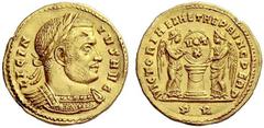 Part II The Roman Empire Licinius I augustus, 308 – 324 Solidus 315, AV 4.48 g. LICIN – IVS AVG Laureate and cuirassed bust r. Rev. VICTORIAE LAETAE PRINC PERP Two Victories holding shield set on shor