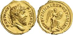 The Roman Empire Postumus, 260 – 269 Aureus, Lugdunum Winter 263-264, AV 5.87 g. POSTVMVS – PIVS AVG Laureate head r. Rev. QVINQVENNALES POSTVMI AVG Victory standing r., l. foot on cuirass, writing on