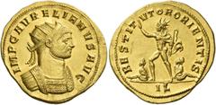 The Roman Empire Aurelian, 270-275 Binio circa 270-275, AV 6.31 g. IMP C AVRELIANVS AVG Radiate and cuirassed bust r. Rev. RESTIT – VTOR ORIENTIS Sol standing l. between two captives, raising r. hand 