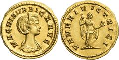 The Roman Empire Magna Urbica, wife of Carinus Aureus 280-284, AV 4.48 g. MAGNIA VRBICA AVG Diademed and draped bust r. Rev. VENERI VICTRICI Venus standing r., holding apple and raising robe over shou