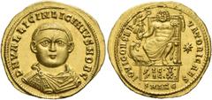 The Roman Empire Licinius II caesar, 317 – 324 Aureus, Antiochia 321–322, AV 5.29 g. DN VAL LICIN LICINIVS NOB C Draped and cuirassed bust facing. Rev. IOVI CONSER – VATORI CAES Jupiter seated facing 