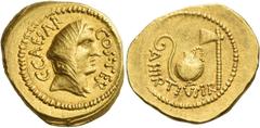 The Roman Republic C. Iulius Caesar and A. Hirtius. Aureus 46, AV 8.20 g. C CAESAR – COS TER Veiled head of Vesta r. Rev. A·HIRTIVS·P·R Lituus, jug and axe. Babelon Julia 24 and Hirtia 2. C 2. Bahrfel