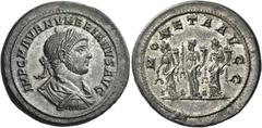 The Roman Empire Numerian, 283 – 284 Medallion circa 283-284, Æ 23.09 g. IMP C M AVR NVMERIANVS AVG Laureate, draped and cuirassed bust r. Rev. MONETA AVGG The three Monetae standing facing, the outer
