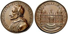 Interessante collezione di medaglie e placchette Innocenzo XI, 1676-1689 Medaglia a. I (1676) per i lavori di restauro all’abside di Santa Maria Maggiore (opus: Giovan Battista Guglielmada) , bronzo c