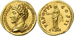 The Roman Empire. Marcus Aurelius Caesar, 139 - 161. Aureus circa 151-152, AV 7.43 g. AVRELIVS CAESAR – ANTONINI AVG PII FIL Bare-headed and draped bust l. Rev. TR POT VI – COS II Clementia standing l