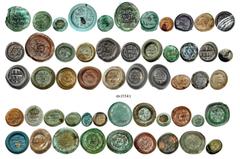 Weights ISLAMIC GLASS WEIGHTS, VESSEL STAMPS AND SEALS A collection of 114 Glass Weights, Vessel Stamps and Seals from the Umayyad, Abbasid to the Ayyubid and Mamluk dynasties with the most important 