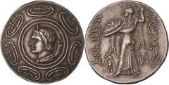 Northern Greece. Kings of Macedon. Antigonos II Gonatas, 277/6 - 239 BC. Tetradrachm, Amphipolis, 274/1 - 260/55 BC. (Silver, 17.13g., 29.9mm). Horned head of Pan to left, wearing goat skin around his