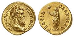 EMPIRE ROMAIN Pertinax 193. Aureus 193. IMP CAES P HELV - PERTIN AVG Buste lauré et drapé de Pertinax à droite / PROVID - DEOR COS II La Providence debout à gauche, levant le bras droit vers une étoil