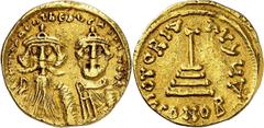 Islamic world Umayyad Dynasty Pseudo-Byzantine coinage, temp. Caliph Muawiyah b. Abi Sufyan, AH 41-60 (661-680 CE). Solidus, Damascus? Imitation of a solidus of Heraclius and Heraclius Constantine. Fa