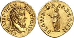 EMPIRE ROMAIN Pertinax 193. Aureus 193, Rome. IMP CAES P HELV - PERTIN AVG Tête laurée de Pertinax à droite / PROVID - DEOR COS II La Providence debout à gauche, tendant la main droite vers une étoile