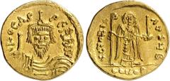 LE MONDE ARABE Umayyad Caliphate Arab-Byzantine coinage. Solidus in the name of Byzantine Emperor Phocas circa AH 60-72 (circa 679-692 CE), Dimashq (?). [D]N FOCAS - PERP AV Facing bust of Phocas / V[