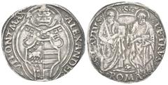 Monete italiane ROMA Alessandro VI (Rodrigo de Borja y Borja), 1492-1503. Giulio. Ag gr. 3,18 Dr. ALEXANDER - VI PONT MAX. Stemma sormontato da triregno e chiavi decussate. Rv. S - PETRVS - S PAVLVS. 