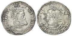 Monete italiane NAPOLI Filippo II di Spagna, Re di Napoli e di Sicilia 1554-1598. Mezzo Ducato. Ag gr. 14,84 Dr. PHILIP REX ARAGONV VTRIVS. Busto corazzato a d., con drappeggio sulla spalla s.; dietro