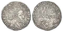 Monete italiane NAPOLI Filippo II di Spagna, Re di Napoli e di Sicilia 1554-1598. Carlino. Ag gr. 2,82 Dr. PHILIP R ANG FR NF PR HI. Testa coronata a d.; dietro la nuca, IBR. Rv. FID / EI DEF / ENSOR.