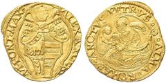 MONETE ITALIANE ROMA. Alessandro VI (Rodrigo de Borja y Borja), 1492-1503 Fiorino di camera. Au gr. 3,39 Dr. ALEXANDER - VI PONT MAX. Stemma sormontato da triregno e chiavi decussate, entro doppia cor