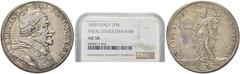 MONETE ITALIANE ROMA. Alessandro VIII (Pietro Ottoboni), 1689-1691 Piastra 1690 a. I. Ag gr. 31,94 Dr. ALEXANDER VIII PONT MAX A I. Busto a d., con camauro, mozzetta e stola decorata con imprese arald