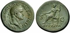RÖMISCHE MÜNZEN KAISERREICH GALBA (68 - 69) Sesterz, Juli 68 - Januar 69, Rom. IMP SER GALBA C-AES AVG TR P. Drapierte Portraitbüste mit Lorbeerkranz nach rechts. Rs: Weibliche Figur (Livia) nach link