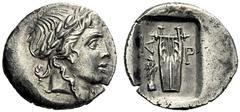 GRIECHISCHE MÜNZEN LYKIEN DYNASTEN VON LYKIEN LYKISCHER BUND Kragos. Hemidrachme, circa 30 v. Chr. Kopf des Apollon mit Lorbeerkranz nach rechts, darunter Λ. Rs: Kithara, flankiert von den Initialen d