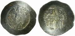 BYZANTINISCHE MÜNZEN ANDRONICUS I. COMNENUS (1183-1185) Billon Aspron Trachy, Constantinopolis. MP - ΘV. Die Jungfrau Maria mit Nimbus en face auf Podest stehend, Pallium und Maphorium tragend. Büste 