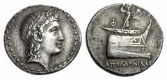 GRIECHISCHE MÜNZEN LYKIEN PHASELIS Stater, circa 167 - 130, Beamter Apollonidas. Kopf des Apollon mit Lorbeerkranz nach rechts. Rs: Prora nach rechts, darauf Athena nach rechts stehend, Ägis und Blitz