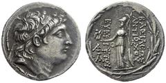 GRIECHISCHE MÜNZEN KÖNIGREICH KAPPADOKIEN ARIARATHES VII. PHILOMETOR (circa 110 - 99) Tetradrachme, Ariaratheia oder Eusebia- Tyana. Kopf des Königs mit Diadem nach rechts, Kultbindenkreis. Rs: BAΣIΛE