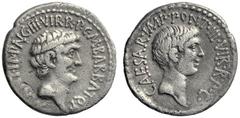 RÖMISCHE MÜNZEN REPUBLIK MARCUS ANTONIUS und OCTAVIAN Denar, 41, Athen, M. Marcus Antonius und M. Barbatus. M ·ANT ·IMP ·AVG ·IIIVIR ·R ·P C M BARBAT Q P, Portraitkopf des Marc Anton nach rechts. Rs: 