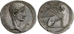 CAESAR OCTAVIANUS AUGUSTUS (31 v. Chr. - 14 n. Chr.) No: 3 Schätzpreis/Estimation DM 25000 d=35 mm Cistophor, 27 - 26, Pergamum (?). IMP · CAESAR. Kopf des Augustus rechts, im Feld rechts davor Lituus