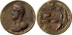 COMMODUS (180 - 192 n. Chr.) No: 674 Schätzpreis/Estimation DM 36000 d=56 mm Bimetallisches Bronze- und Messingmedaillon, 189 - 190. M COMMODVS ANTONINV - S PIVS FELIX AVG BRIT. Büste des Commodus mit